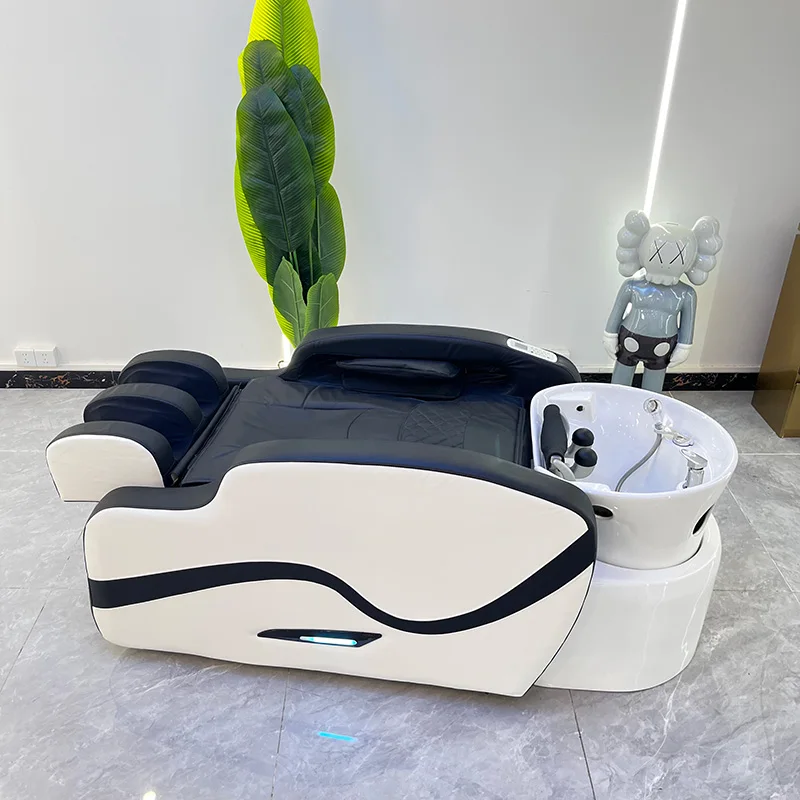 

Luxury Electric Massage Acrylic Shampoo Massage Bed With Water Circulation Shampoo Chair For Barber Shop