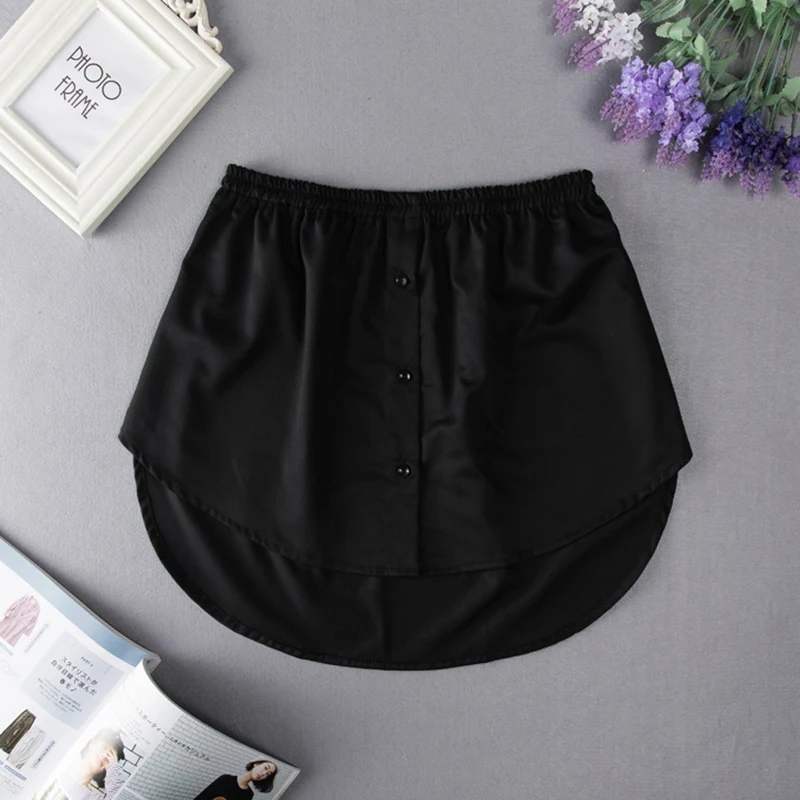 S-3XL Women Fake Shirt Hem Detachable Underskirt Irregular Skirt Tail Blouse Hem Extender Mini Skirt Layered Inner Layer