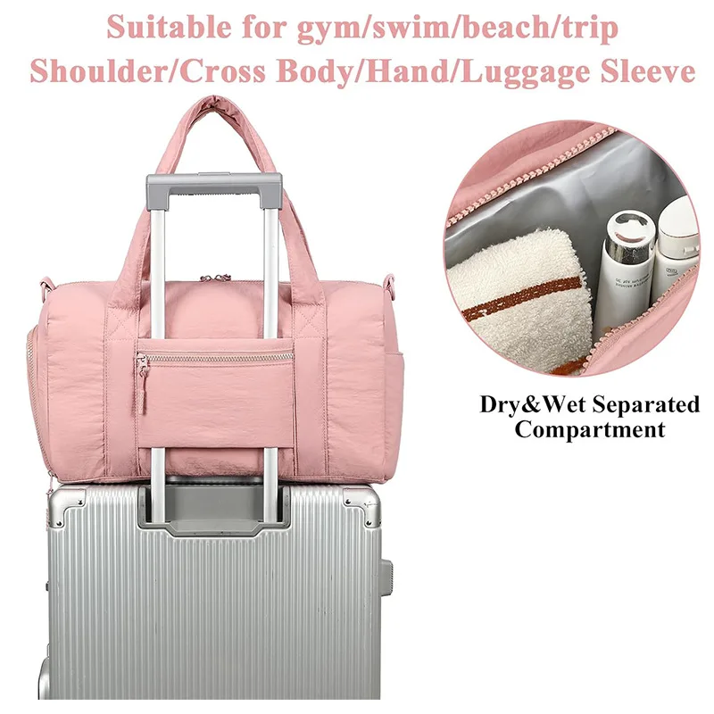 Fashion New Lightweight Taslon Fabric Duffel Bag Simple Foldable Portable Messenger Bag Storage Travel Bag