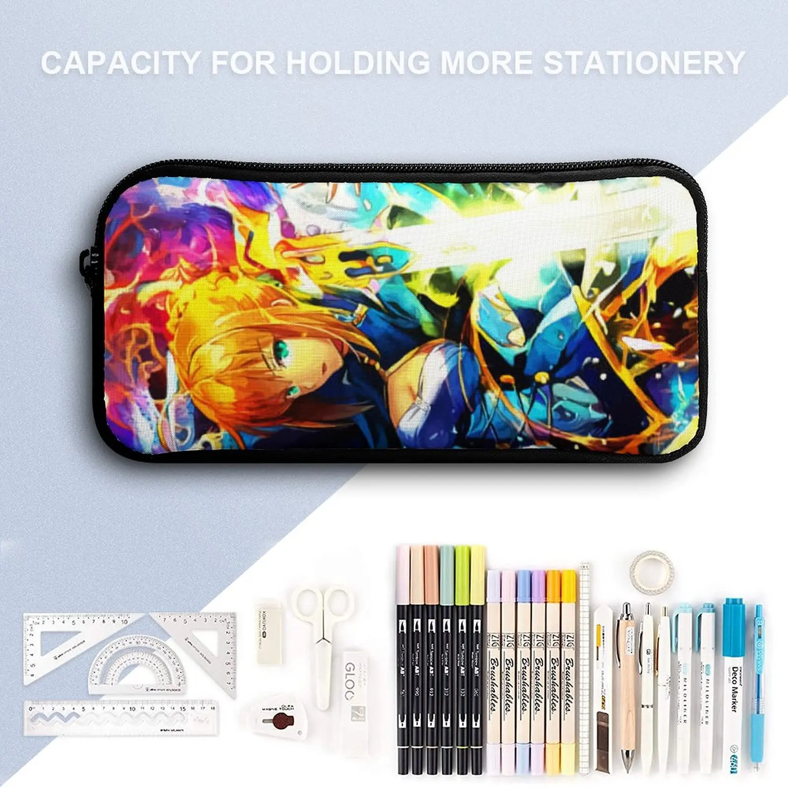 Colorful Peldragonss Fate Stay Night 3 in 1 Set 17 Inch Backpack Lunch Bag Pen Bag  Durable Knapsack Snug Sports Activities Grap