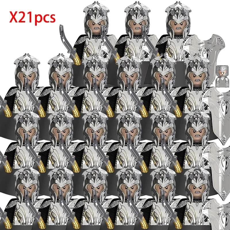 21 pièces anneaux de seigneur elfes Orcs armée naine Rohan Mini figurines de jouets d'action blocs de construction jouets d'assemblage pour enfants cadeau d'anniversaire