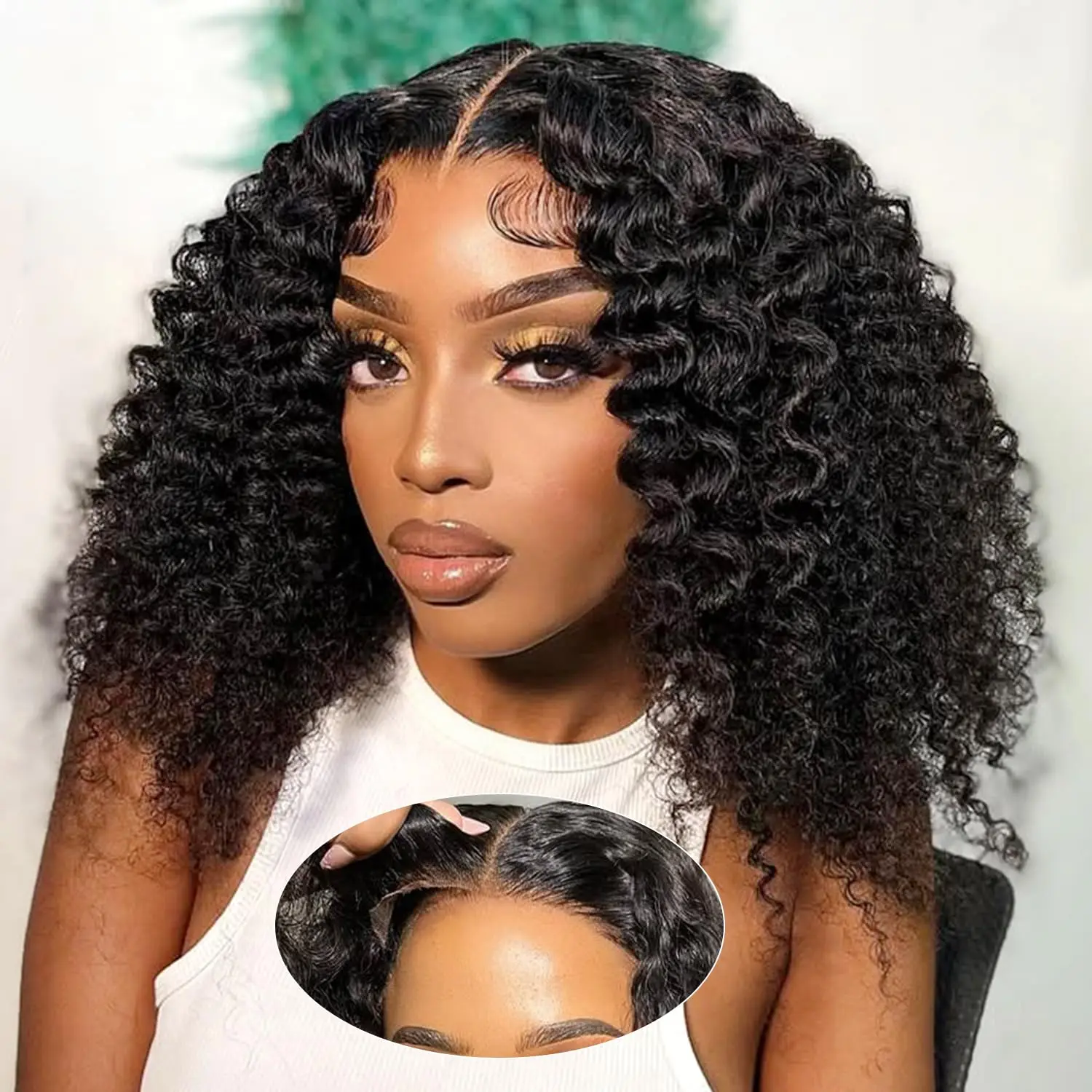 Glueless Curly 7x5 Bob Wig Human Hair Deep Wave 200% Density 13x4 HD Lace Closure Wigs Human Hair Short Wigs For Black Women Wear And Go Curly Wig 12 Inch 100% Real Brazilian Hair