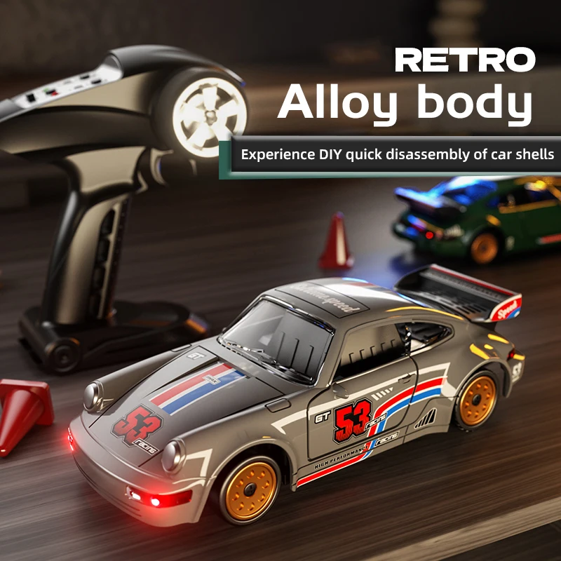 Alloy 1/43 Full Scale Rc Drift Car Gyro 4wd Mini Desktop Remote Control Car Diy Sticker Car Door Openable Toys For Boys