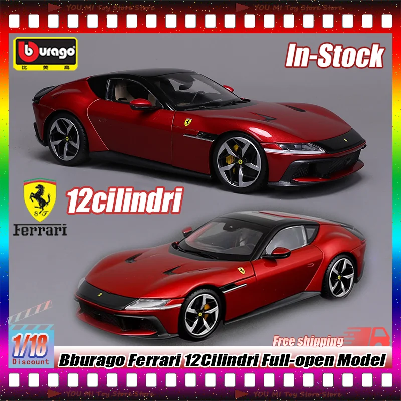 

New In Stock Bburago 1:18 Full-Open Alloy Ferrari 12cilindri Diecast Car Model For Boys Toys Gift And Ornaments Collection Gifts