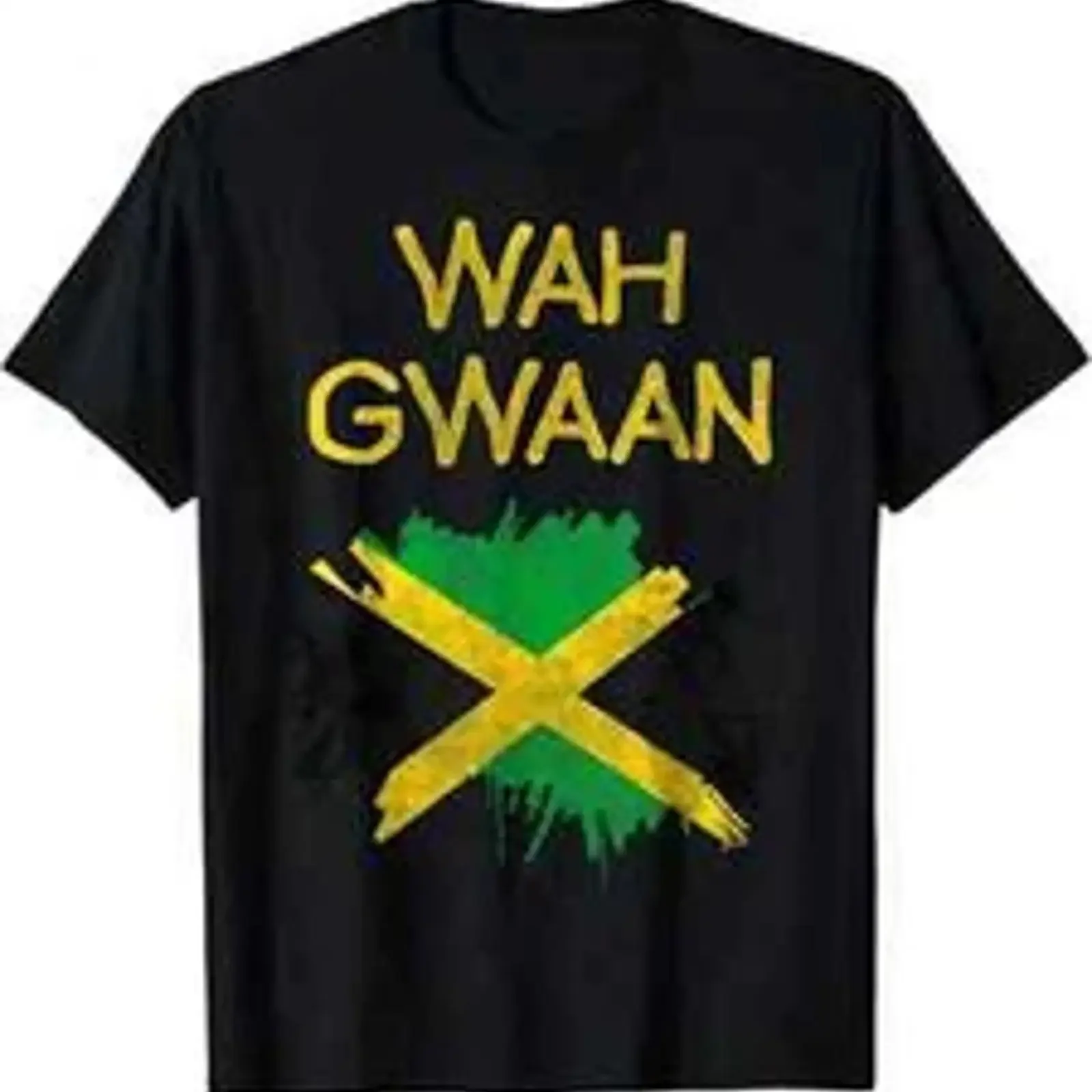Lightweight Wah Gwaan Jamaica Flag Inspired T Shirt 100 Cotton Reggae Prid vintage Washed Unisex Top For Everyday Wear
