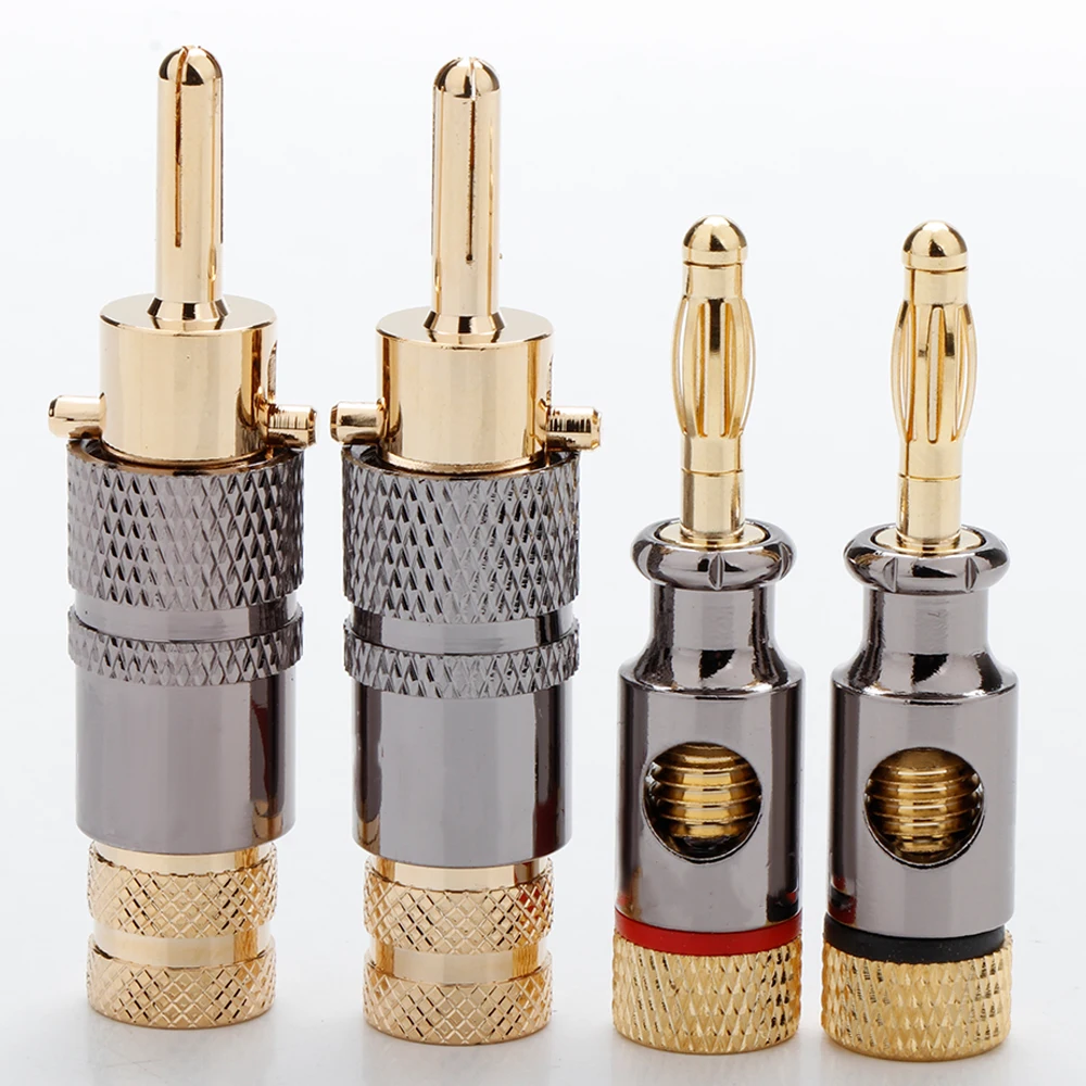 

4/8PCS Hifi Audio Cable Connector 4mm Gold Plated Banana plug Speaker Screw Lock Connector hifi Speaker cable Connector