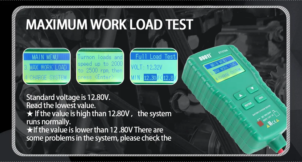 Duoyi dy219/219a Batterie tester 12V 24V digitales Kfz-Batterie diagnose werkzeug ah 100-1000cca Multifunktions-Batterie analysator – Detail 8