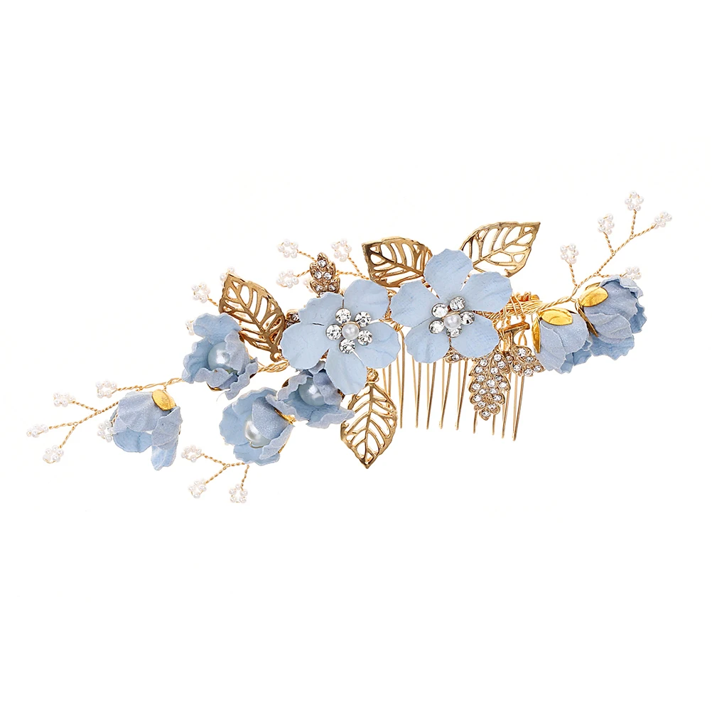 

Flower Hair Comb Cloth Beads Decoration Bridal Wedding Accessories Elegant Comfortable Versatile Updo Hairstyle Side Combs