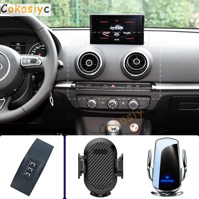 Suporte de Telefone para Carro para Audi A3 S3 8V 2014 2015 2016-2020, Suporte para Celular com Carregamento Sem Fio, Acessórios de Base Fixa Especial