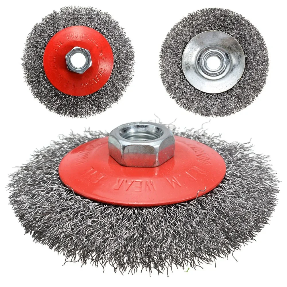 

100mm Thread Rotary Stainless Steel Wire Brush Bevel Wheel Angle Grinder Tool Accessories Woodworking Tools Lixadeira