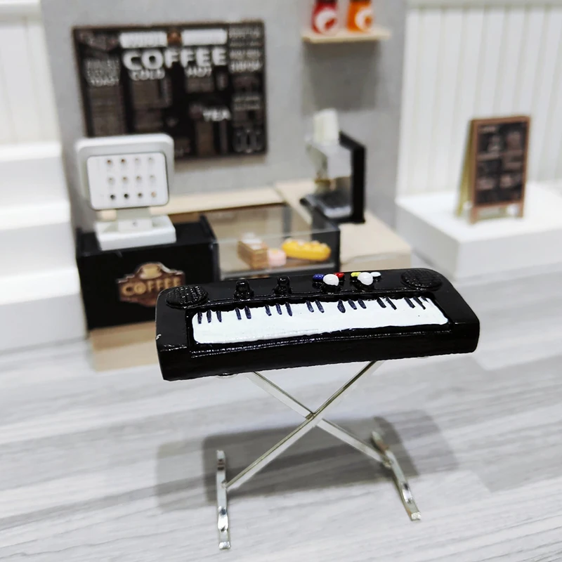 1 Stuk 1:12 Poppenhuis Miniatuur Elektronisch Toetsenbord Piano Muziekinstrument Model Versiering Home Decor Speelgoed Pop Huis Accessoires