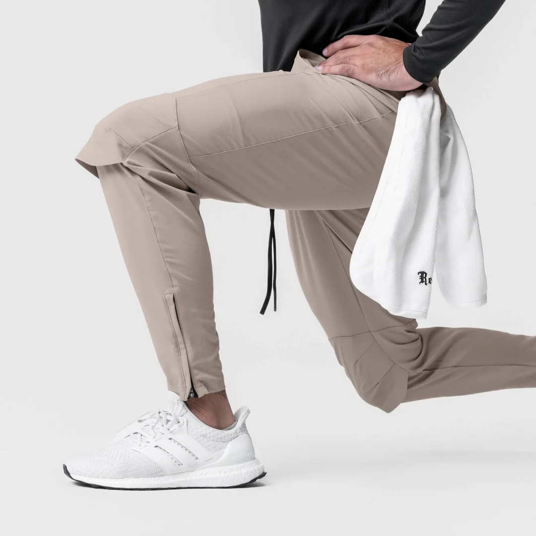Gym Men's Quick Dry Zipper Leg Casual Pants Man Versatile Outdoors Basketball Sweatpants Jogging Sports Workout Long Trousers