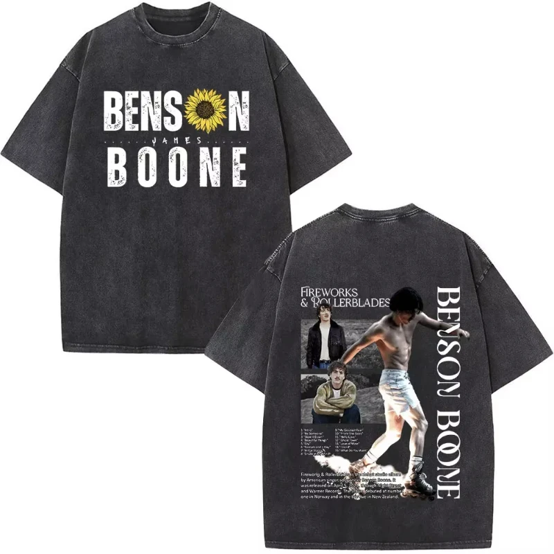 

Benson Boone American Heart Tour 2025 винтажные потертые футболки для мужчин и женщин, одежда, футболки с короткими рукавами, уличная одежда