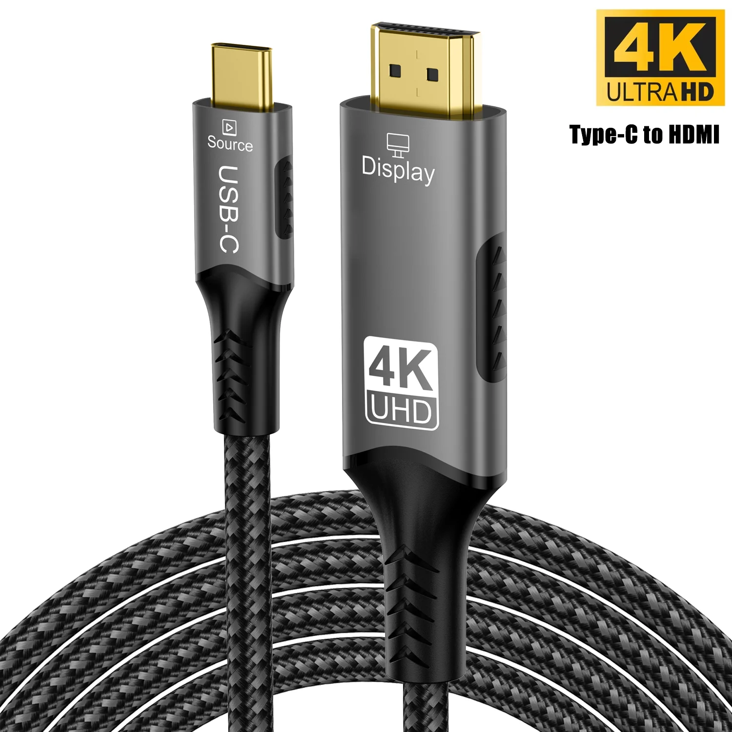 USB-C to HDMI Cable 4K@60Hz HD Video Conversion Cable Same Screen TV Computer Screen Projection Cable for iPhone16/15 MacBook