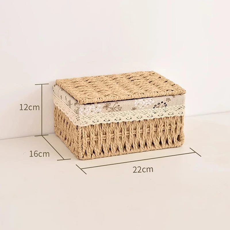 For Toys Snacks And Miscellaneous Items Desktop Cosmetic Storage Box Household Rattan Woven Storage Box view 2