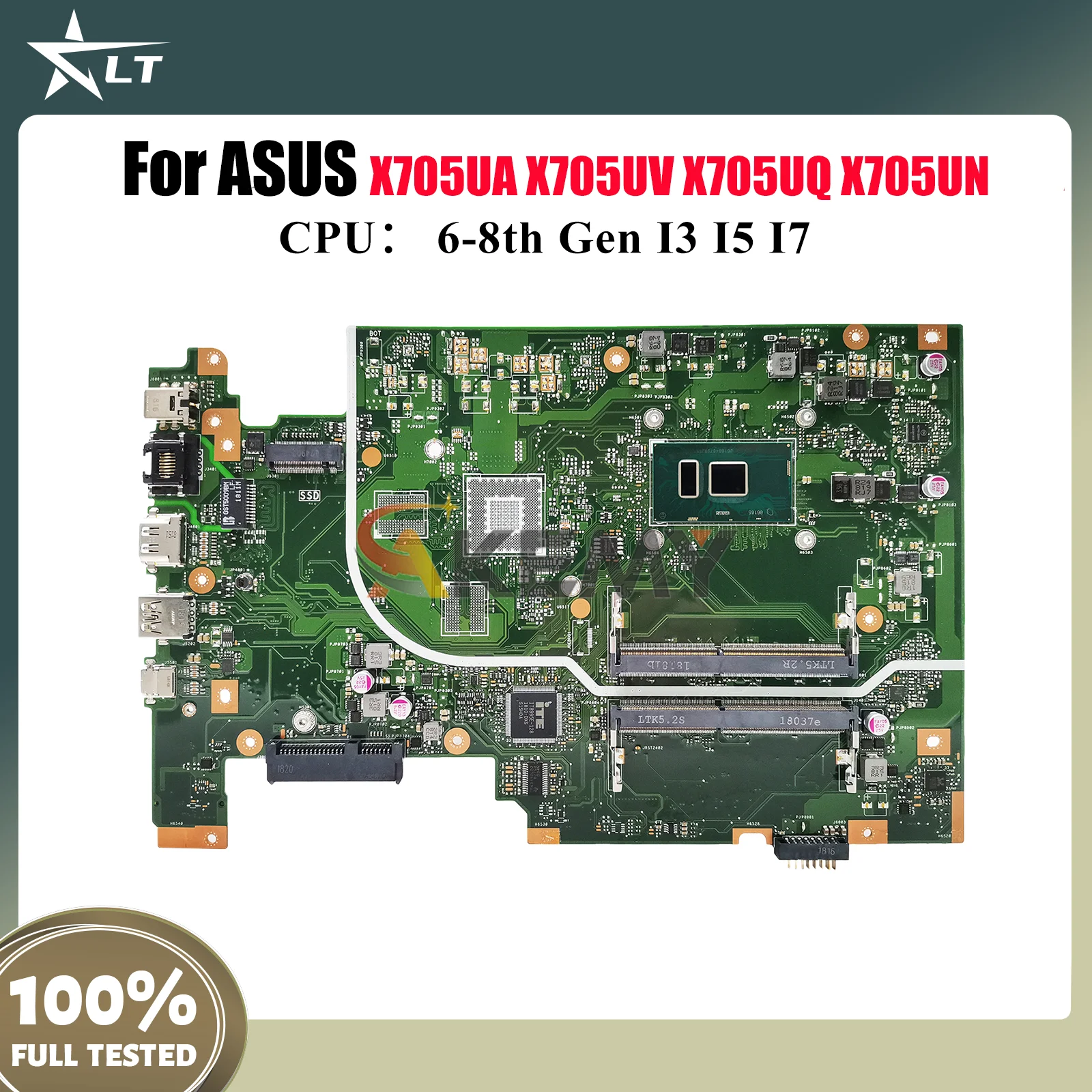 

X705UA Laptop Motherboard For ASUS VivoBook X705UNR X705U X705UN X705UF X705UBP X705UB X705UV X705UQ Mainboard With I3 I5 I7 CPU