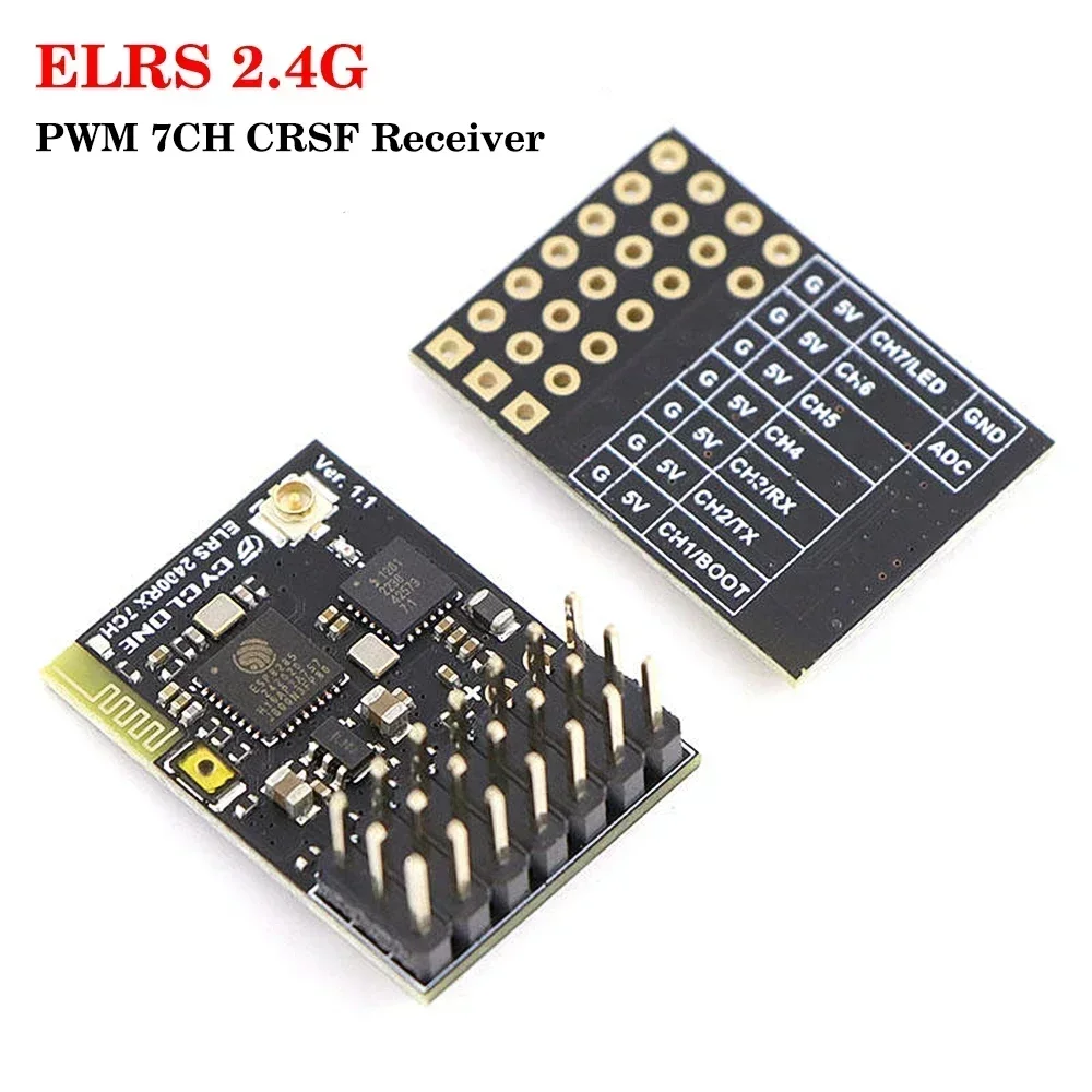 ELRS 2.4G PWM 7CH CRSF Receiver Support  ELRS 3.2 PWM/ CRSF Protocol Copper Pipe Antenna for RC FPV Drone