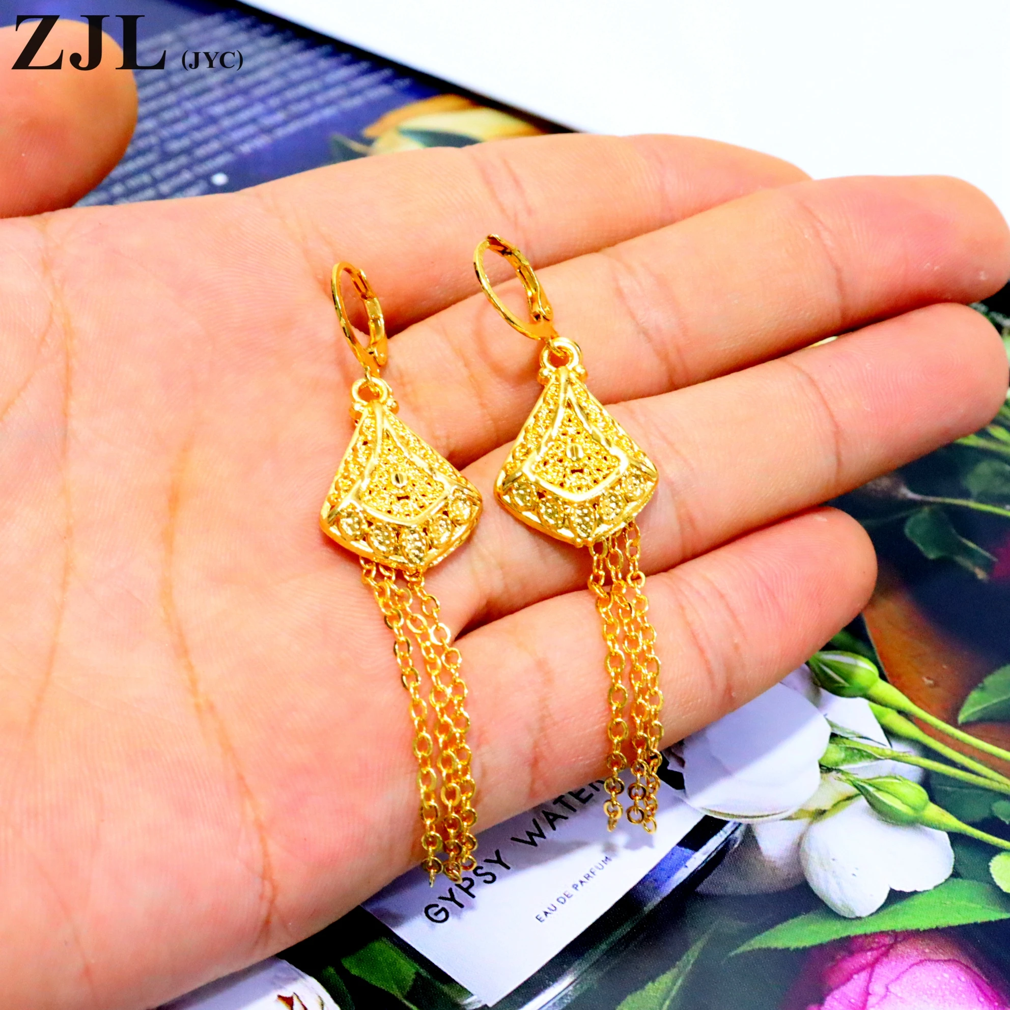 24K Gold Plated Dubai-Inspired Tassel Earrings for Women