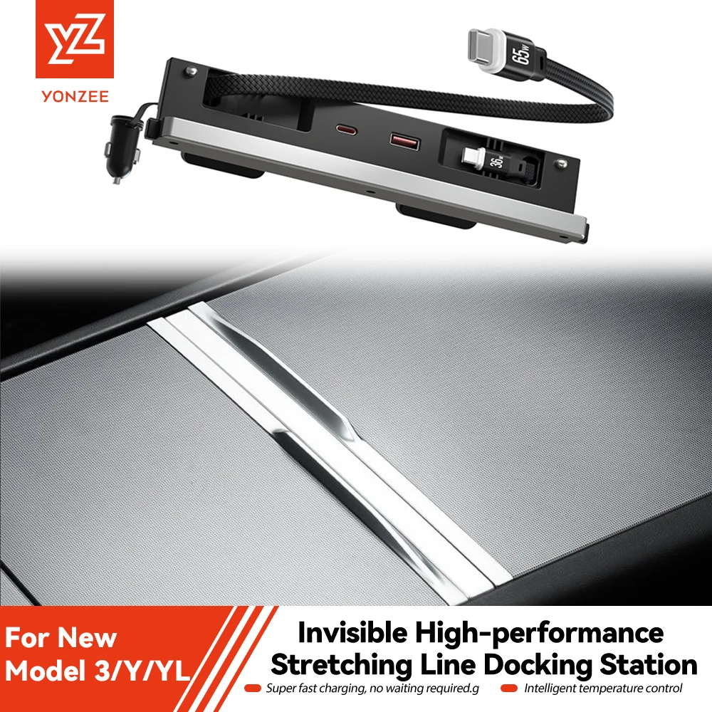 Estação de carregamento USB YZ para Tesla Model 3 Highland Y Juniper YL, console central, carregamento rápido, expansão, acessórios para carro