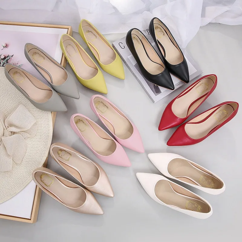 Women Mid Heel Pumps 3-6cm Ultra Fiber Black Pointed Toe Work Office Shoes Spring 2025 Fashion New Size 34 43
