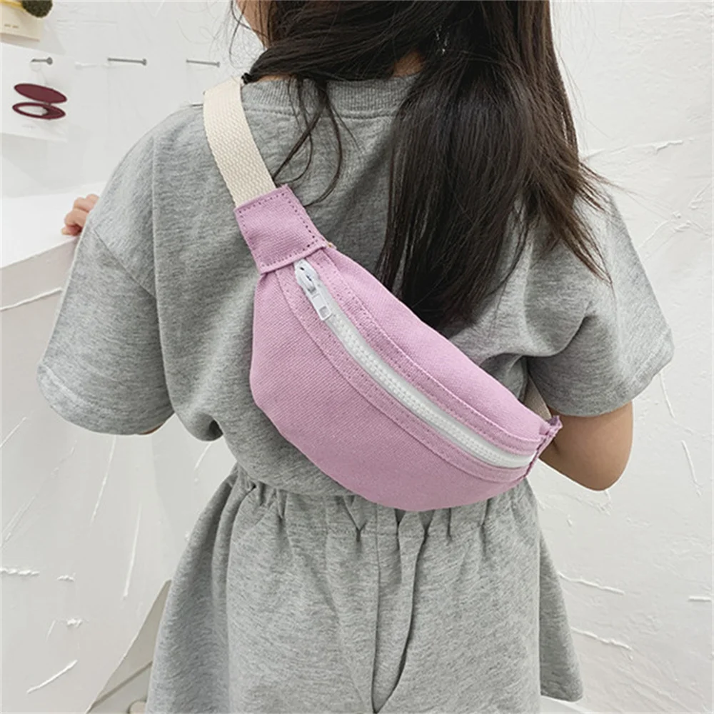 Casual Canvas Chest Bags Solid Waist Packs Daily Children Fanny Pack Hip Purse Chest Waist Bags Girls Cute Leisure Belt Bag