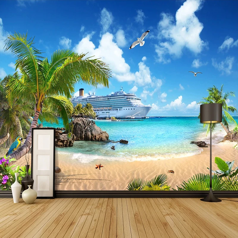 

Custom Wall Mural Natural Beach Seascape Photo Backdrop Wall Paper Living Room Bedroom Dining Room Decoration Wall Painting