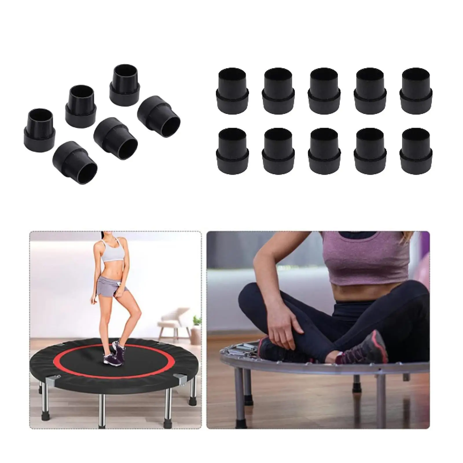 منصات الساق الترامبولين كتم المطاط عدم الانزلاق سهلة التركيب الساق نصائح الأسود الكلمة حصيرة امتصاص الصدمات الانتقال السرير الأنابيب يغطي