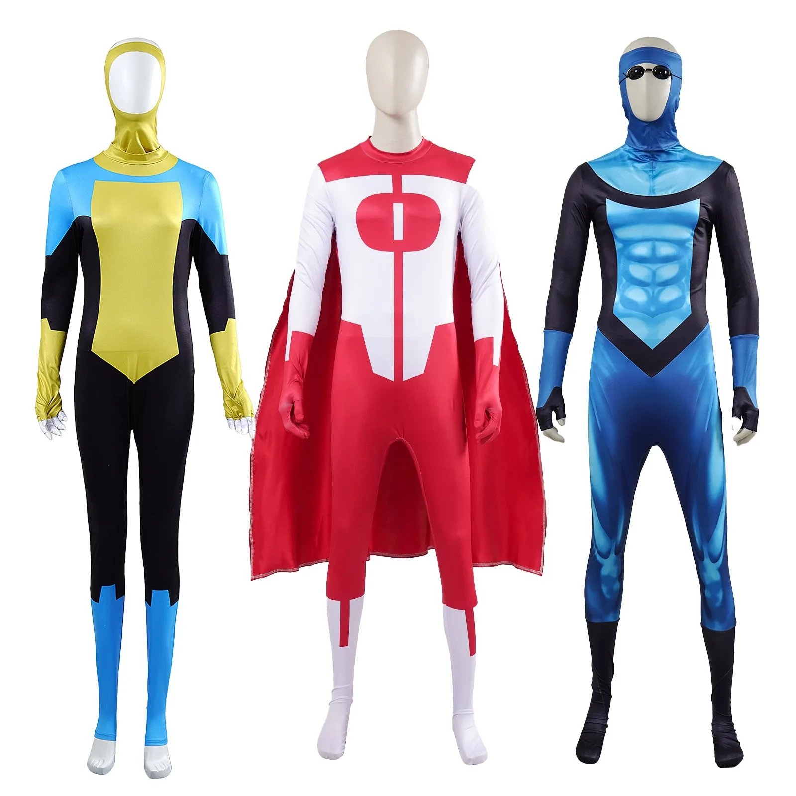 

Anime Invincible Mark Grayson Jumpsuit Cloak Superhero Cosplay Omni-man Costume Atom Eve Cos Bodysuit Halloween For Men Women