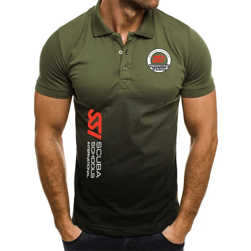 Polo de algodón SSI para hombre, Camiseta ajustada con degradado de calle, estilo Hip hop, marca personalizada, novedad de verano