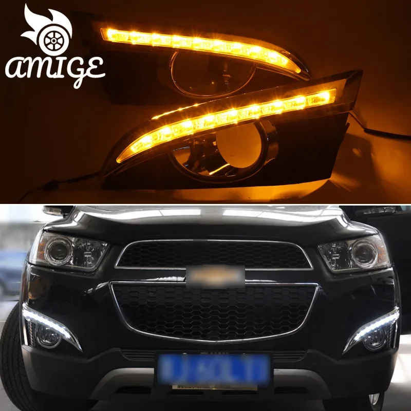 

12V LED DRL Daytime Running Light For Chevrolet Captiva 2011-2013 Turn Signal Headlight Bumper lamps Daylights Auto Accessory