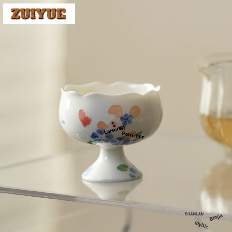 

2 шт./лот, ручная роспись, чайная чашка с цветком кролика, ретро чайная чаша, кувшин, чайная дегустация, ароматическая чашка, чашки Jianzhan Master, принадлежности для ча, 45 мл