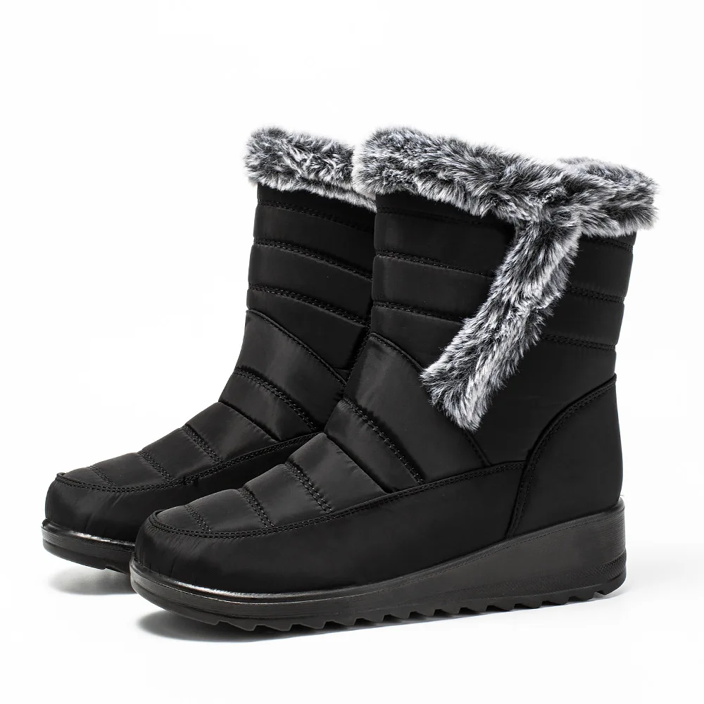 

Faux-Fur Boots Extra-Thick Insulated Waterproof Boots Side Zipper Casual Boots Warm Comfortable Slip-Resistant Footwear