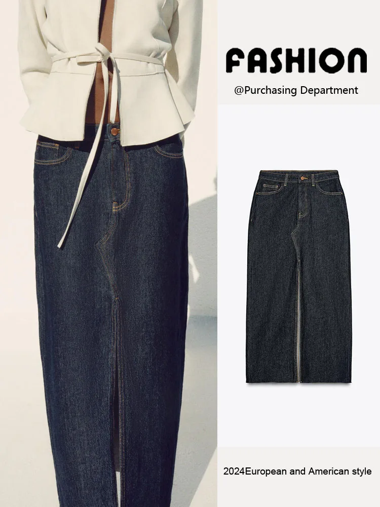 

Новое весеннее поступление, женская утягивающая джинсовая юбка миди с высокой талией, юбка для тела, простой дизайн, чистый цвет