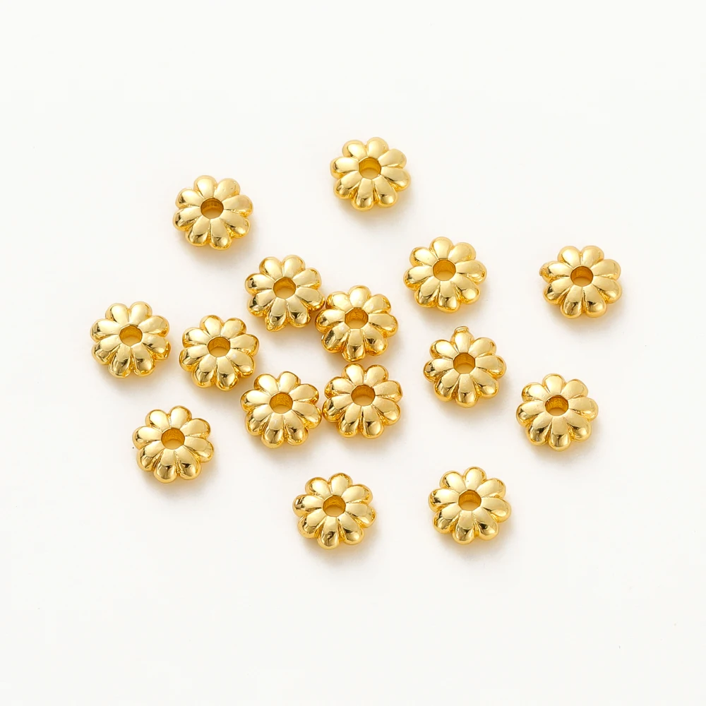 5-20 teile/los 14K 18K Gold Überzogene Messing Blume Form Kürbis Perlen Lose Spacer Flache Perlen Für DIY schmuck Armband Erkenntnisse – Detail 6