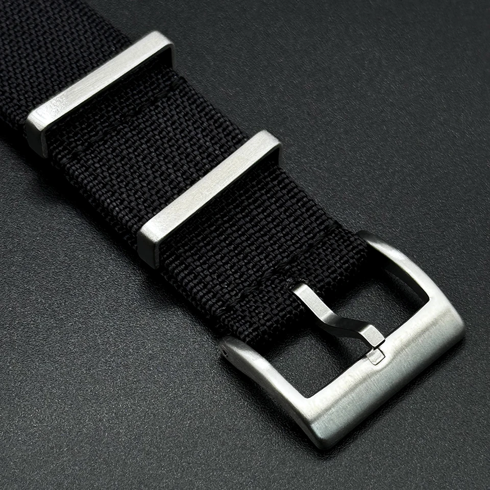 Army Bond Black White Grey color Fabric Watch Band 19MM 21MM Ribbed Nylon Watch Strap Wristband for Omega Seamaster 300/600 view 3