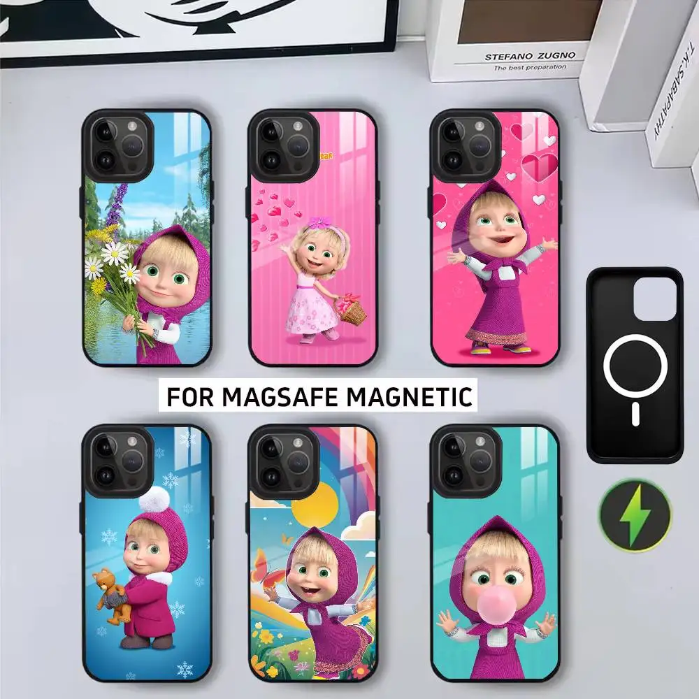 

Cute M-Masha and the B-Bears Phone Case For iPhone17,16,15,14,13,12,11 Plus,Pro Magnetic with Magsafe Wireless Charging