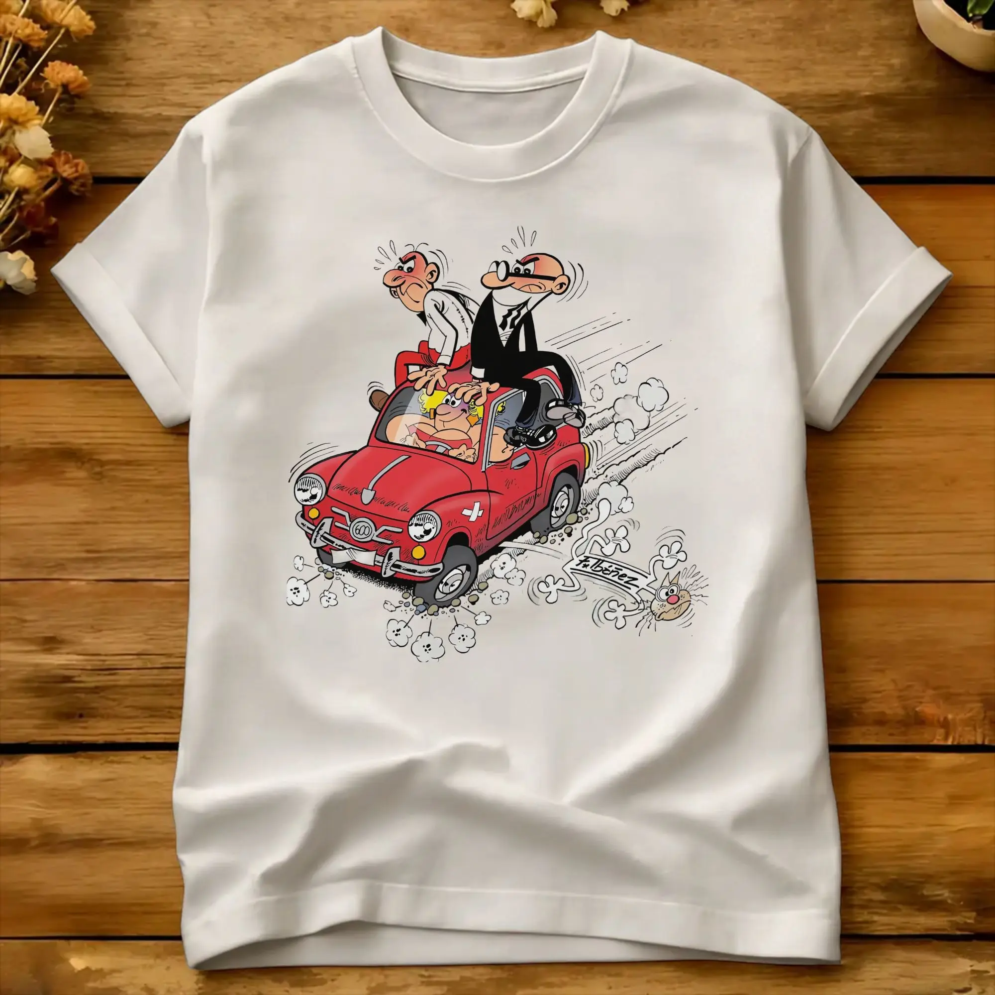 Men's Mort & Phil Mortadelo y Filemón T-Shirts  Cotton Top Tees Summer Street Style Short Sleeve T-Shirt Round Neck Tee Shirt