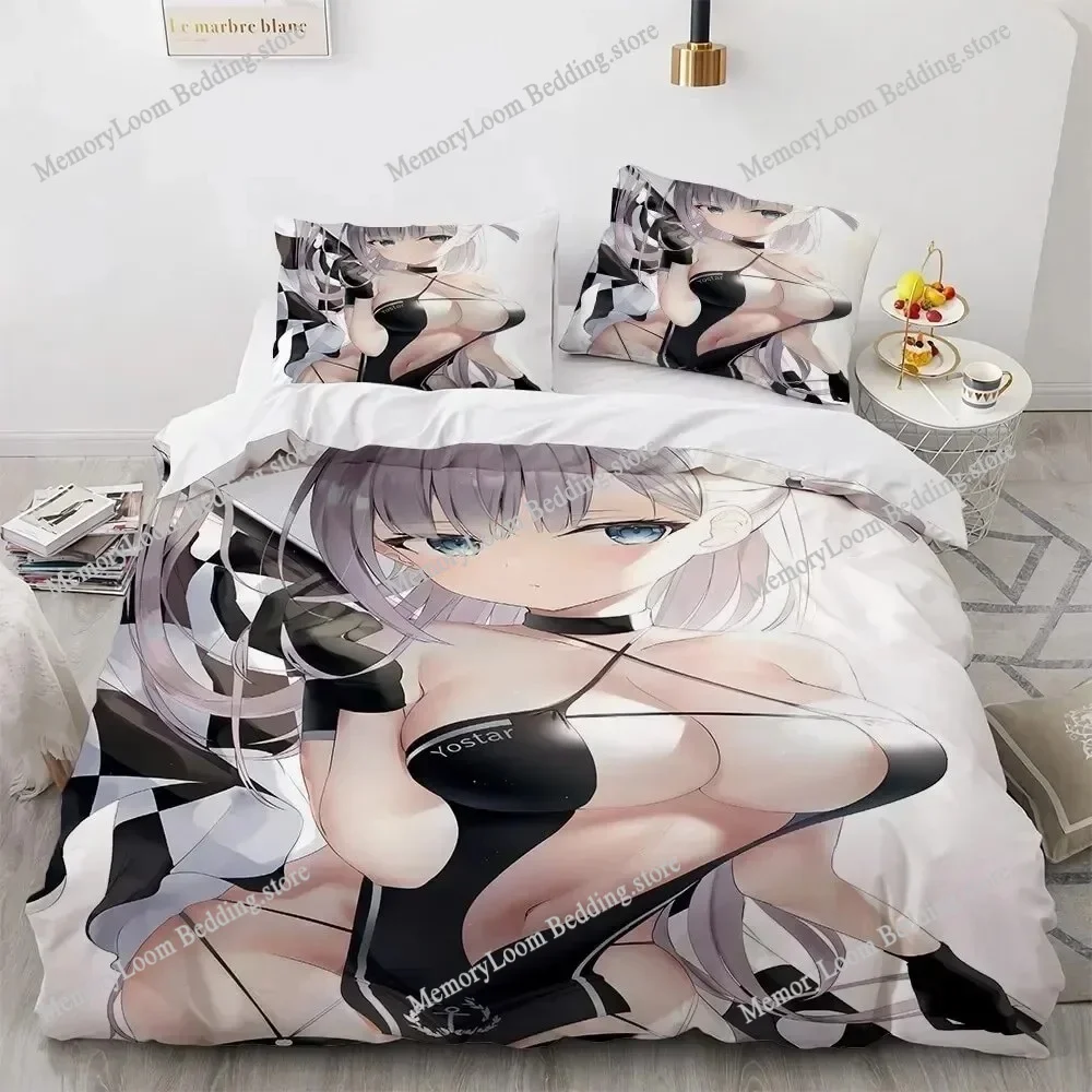 

Kawaii Anime sexy Girl Bedding Set Boys Girls Twin Queen Size Duvet Cover Pillowcase Bed Kids Adult Fashion Home Textileextile