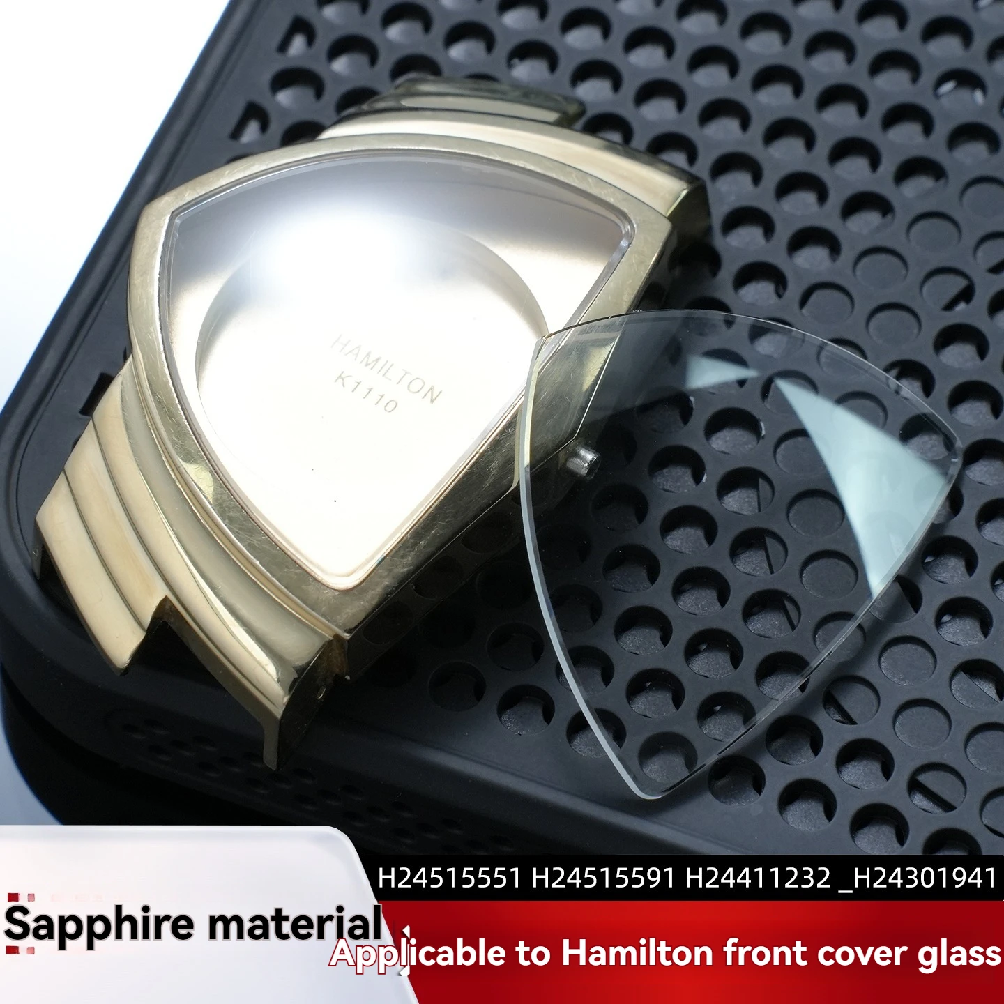Triangular Sapphire Crystal Front Cover for Hamilton Explorer H24515551, H24515591, H24411232, H24301941 (Replacement Lens)