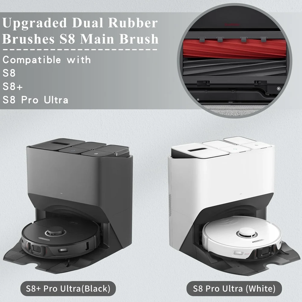 CMHI-Replacement Accessories Kit For Roborock S8 S8 Pro Ultra S8+Robot Vacuum Main Side Brushes Mop Filters Dust Bags