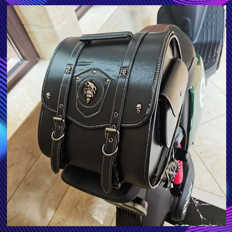 Motorcycle Bag PU Leather Bag Motorcycle Front & Rear Bag Set Motorcycle Accessories Tail Pack Luggage Bag Adult Cycling Gift