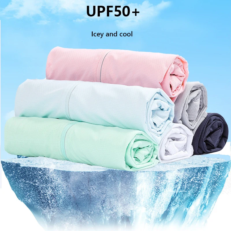 

UPF50+ Sun Protection Jacket Sunscreen Clothing UV Rays Ice Silk Feel Cold Windproof Skin Coat Suit Summer Sea Holiday Climbing