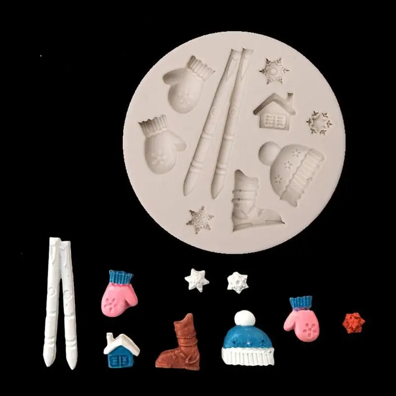 Moldes de silicona para hornear navideños, molde de silicona 3D antiadherente para árbol de Navidad, copo de nieve, jabón hecho a mano para pastel de Chocolate