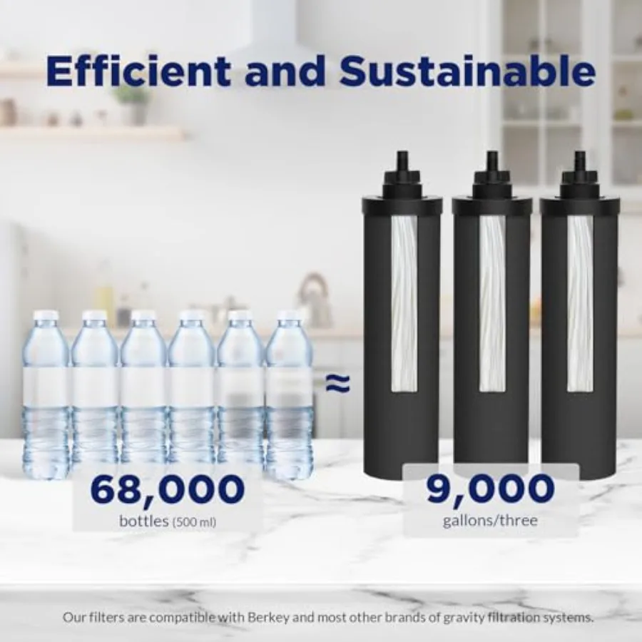 UVカウンタートップ浄水システム ステンレス鋼 2.25G 重力式浄水器 0.1ミクロンUFフィルター3個付き 家庭用/キャンプ用