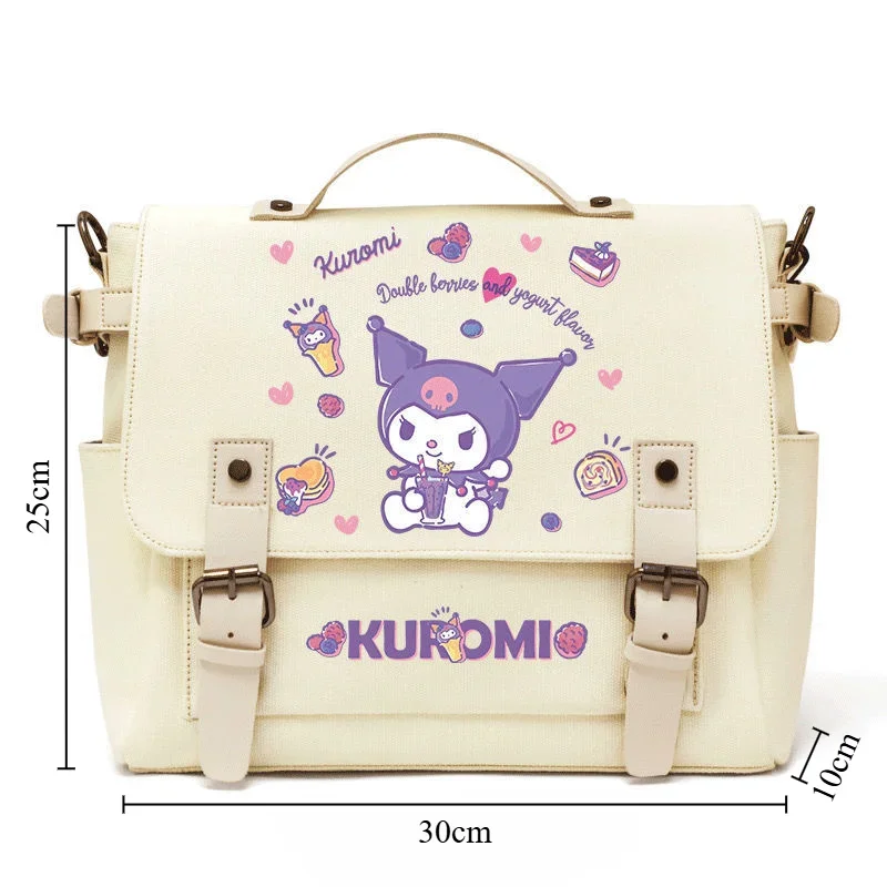 MINISO Sanrio Serie Kuromi Travel Bags Crossbody Bag Canvas Women's Printed Cartoon Canvas Bag Student Shoulder Bag Travel Tote