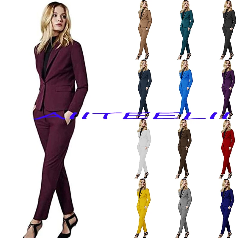 New 2022 Professional Women's Suit 2-Piece Workwear Business Formal Pants Suit Blazer + Trousers suits for Lady