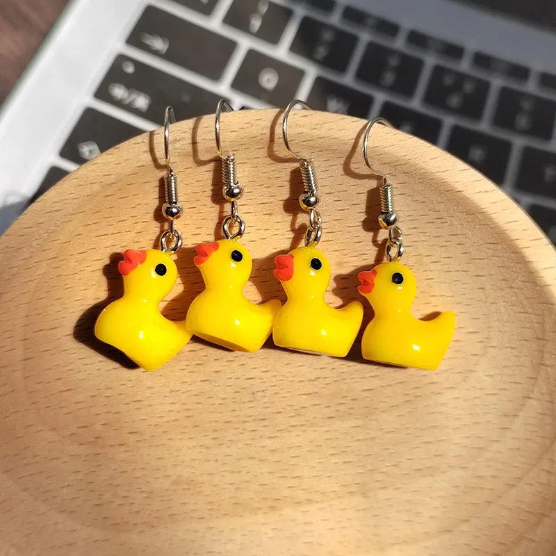 6/10/20pairs الراتنج الأصفر بطة إسقاط أقراط للنساء صديق الإبداعية مضحك لطيف الحيوان الحيوانات الأليفة قلادة قطرات الأذن المجوهرات بالجملة #3