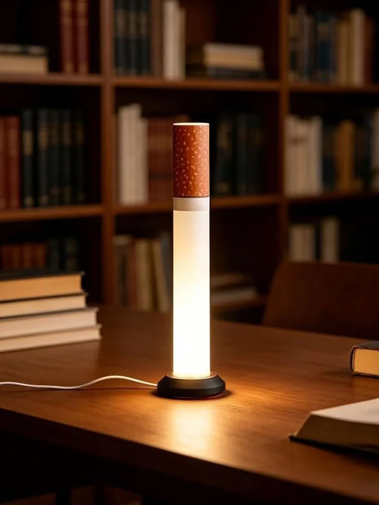 LED Ambient Night Light with Warm Glow Creative Bedside Lamp Warm Light Cigarettes Ornament for Home Office Desktop Decoration