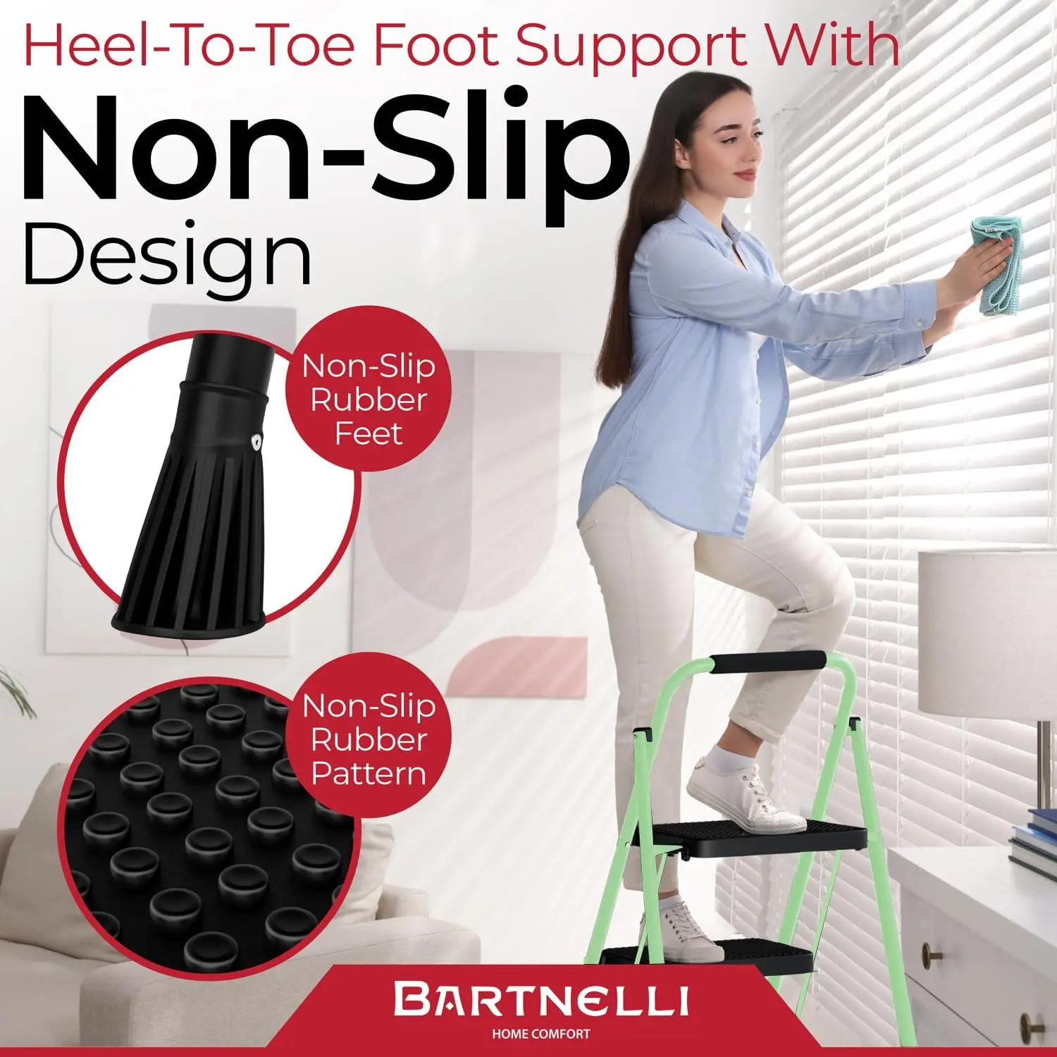 3 step foldable step stool | Rock-solid 500 lb capacity, built with the highest grade of robust steel construction