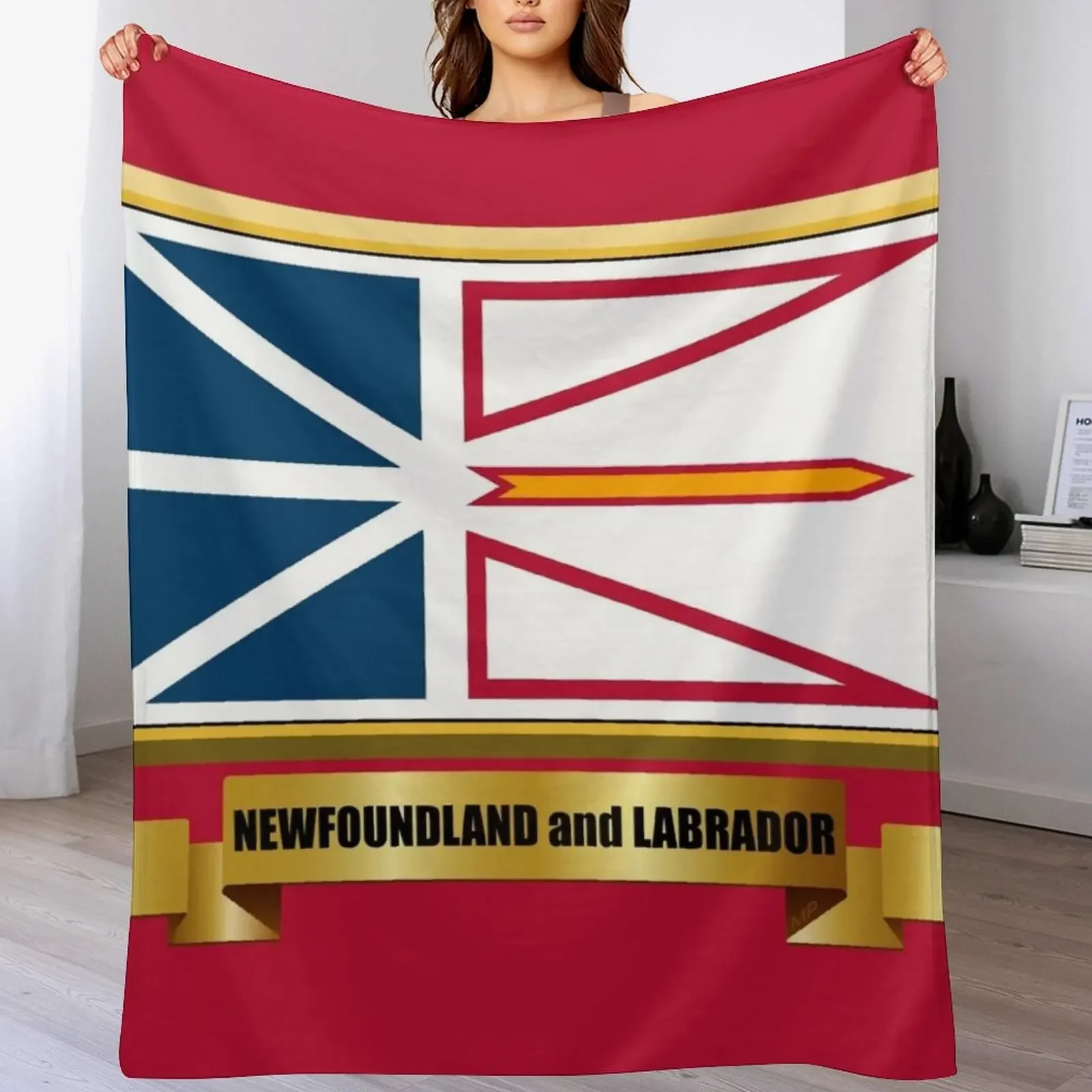 

NEWFOUNDLAND and LABRADOR Flag Gifts, Masks, Stickers & Products (GF) Throw Blanket Multi-Purpose Beach funny gift Blankets